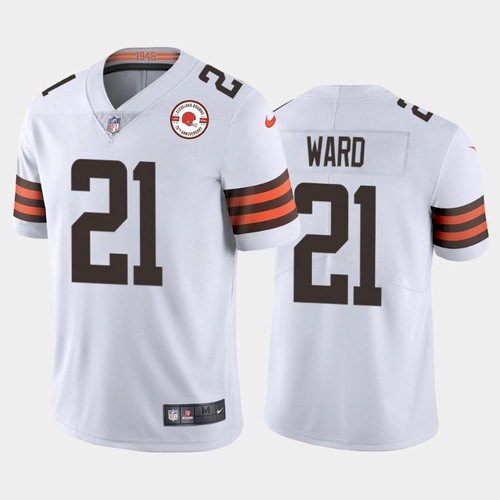 Men's Cleveland Browns #21 Denzel Ward 2021 White 75th Anniversary Vapor Untouchable Limited Stitched NFL Jersey